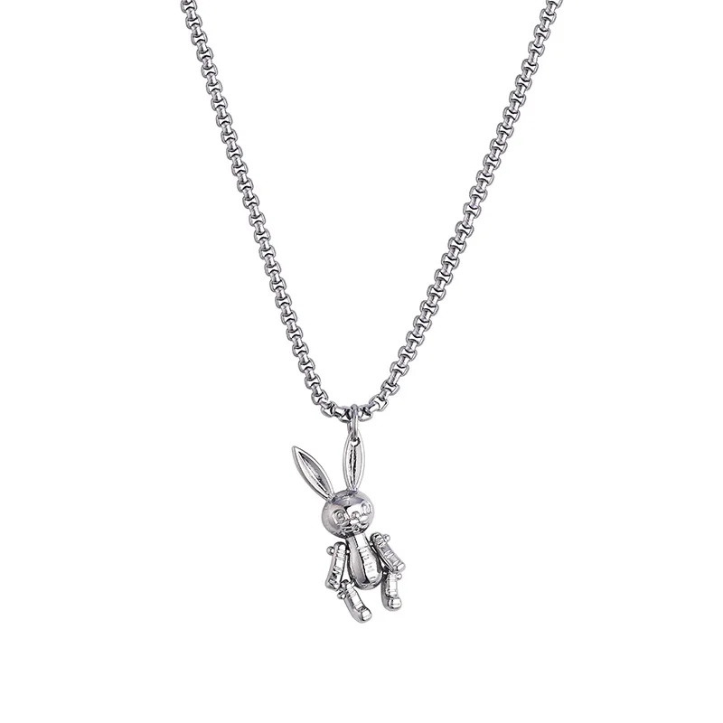 Rabbit titanium steel necklace women\'s net red ins trendy long style simple personality simple net red sweater chain 2021