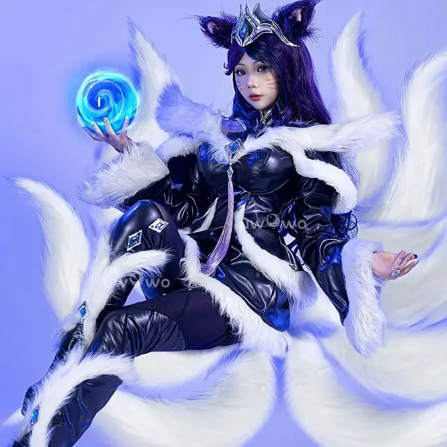 CosplayGame Ahri Cosplay League Midnight Ahri Foxx Cosplay Costume Anime Dress New Nine Tailed Full Set Halloween For Women Men