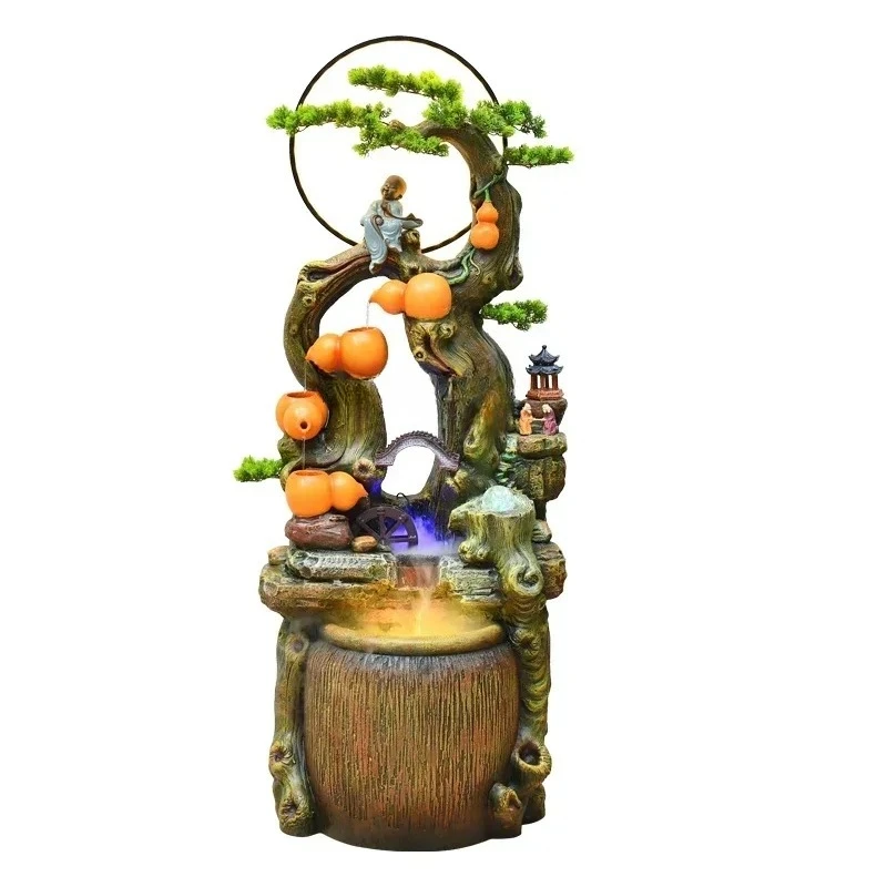 

root carving rockery Zen fountain water landscape decoration to attract wealth, flowing water to make money