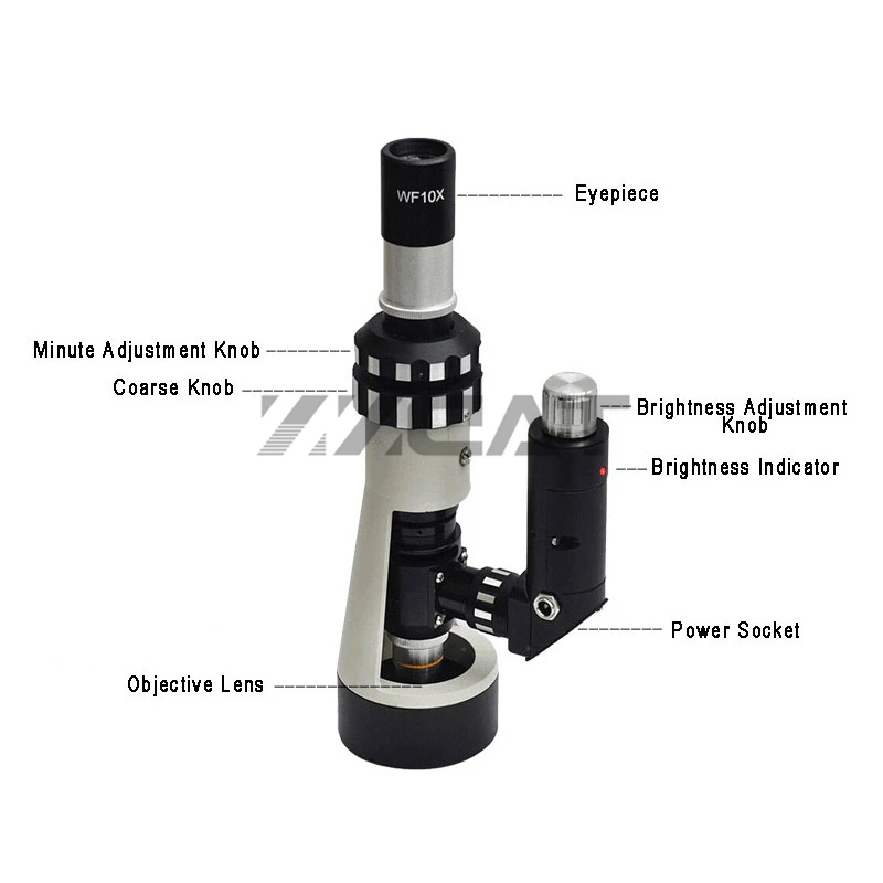 Handheld Metallographic Microscope Accessories Portable Monocular Metal Alloys Appraisal Tool LED Light Metallurgical Microscope