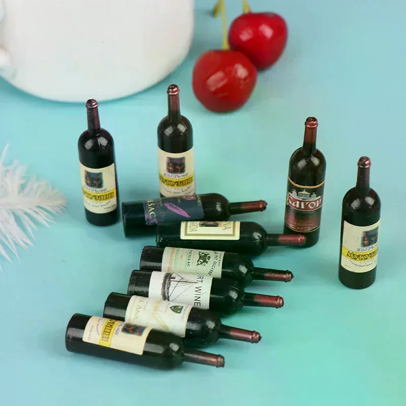 10Pcs 1/12 Dollhouse Miniature Mini Wine Bottle Set With Box Simulation Drinks Model Toys For Doll House Decoration Accessories