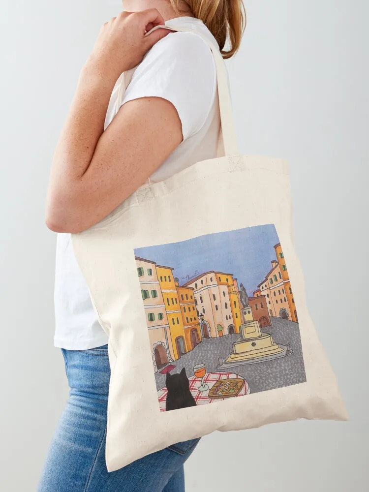 

Journal of a Cat in Rome - Aperitivo in Campo de' Fiori Tote Bag Shopper bag hand bag ladies Large bags for women