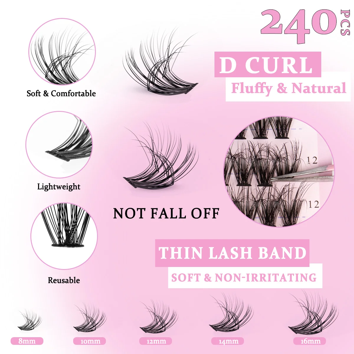 ISEEN Kit di estensione ciglia fai-da-te Kit ciglia individuali con legame e sigillo per ciglia, pinzette per ciglia e pennello per rimozione ciglia