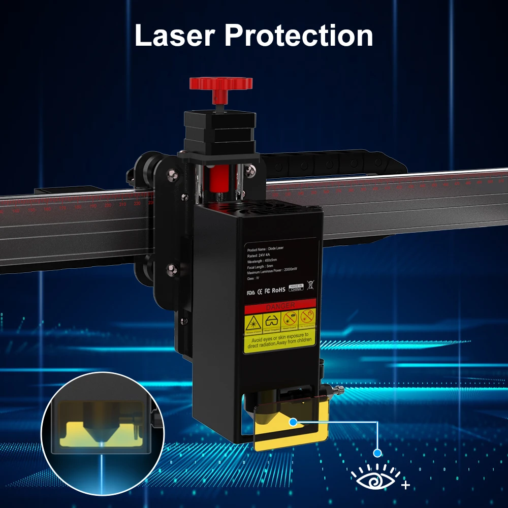 Twotrees 20W Optical Output Laser Module Air Assist Laser for TS2/TTC450 Laser CNC Cutting Engraving Machine DIY Wood Tools