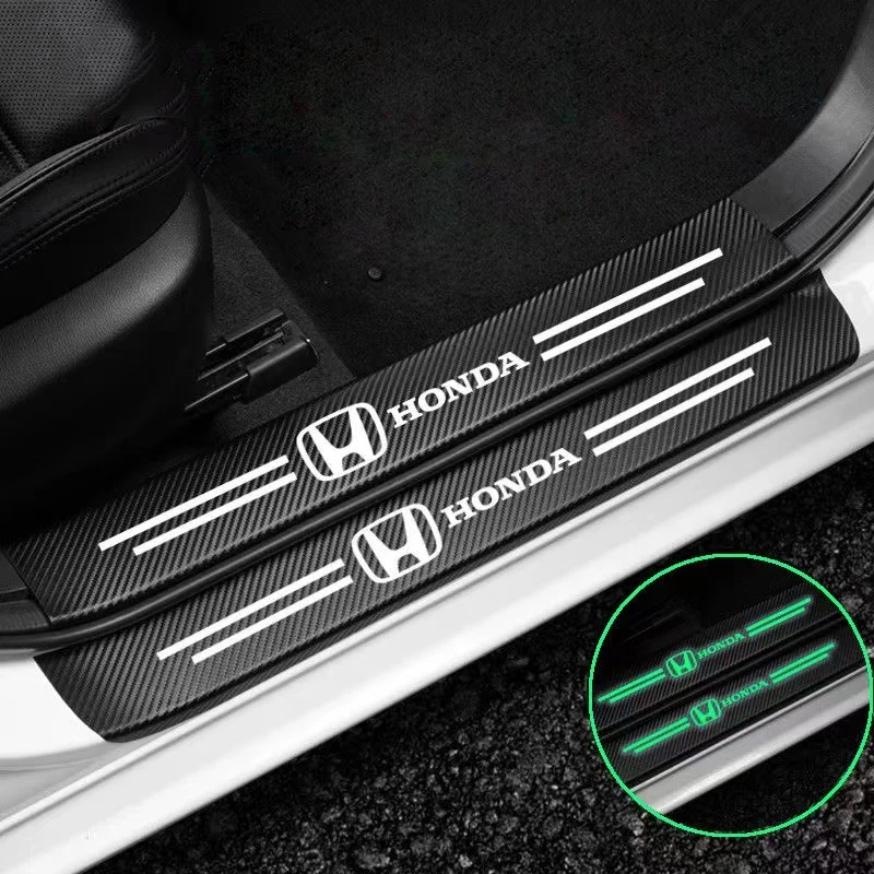 4Pcs Car Door Sill Protector Stickers Carbon Fiber Door Sill Stickers for Honda Accord CRV XRV Civic FIT Auto Accessories