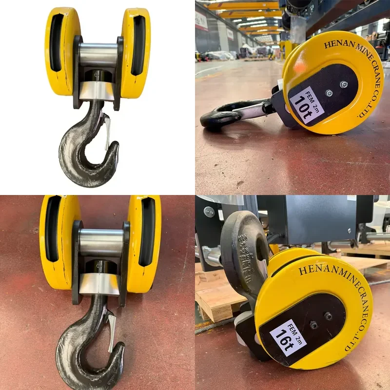 Heavy Duty Crane Hook Pulley Block Assembly Forged Alloy Steel for 5-100 Ton Overhead Cranes CE ISO Compliant Lifting Gear