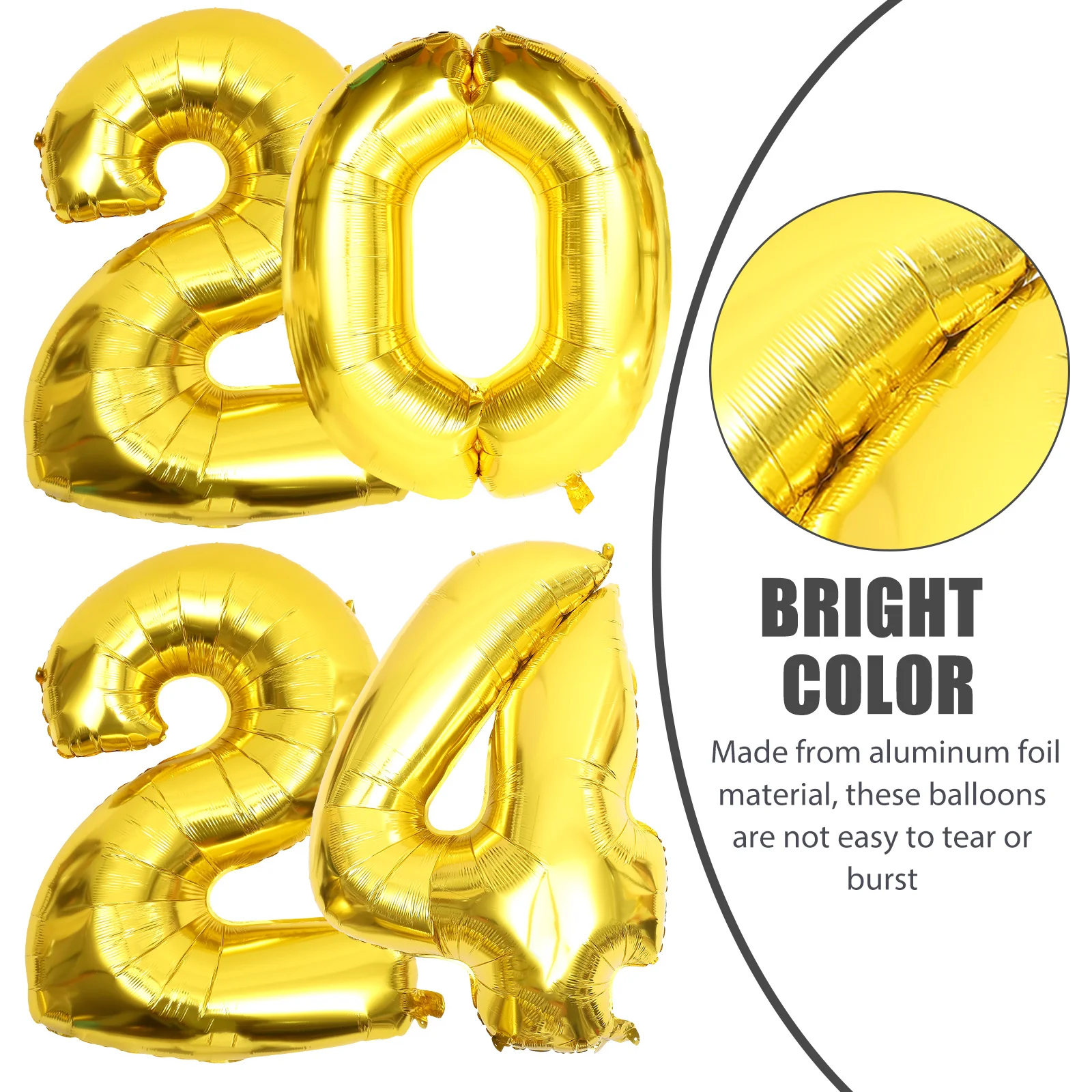 

1 set 1 Set 2024 Foil Balloons Aluminum Decorative Party Layout Props New Year Balloons Celebration Decorations Party Supplies