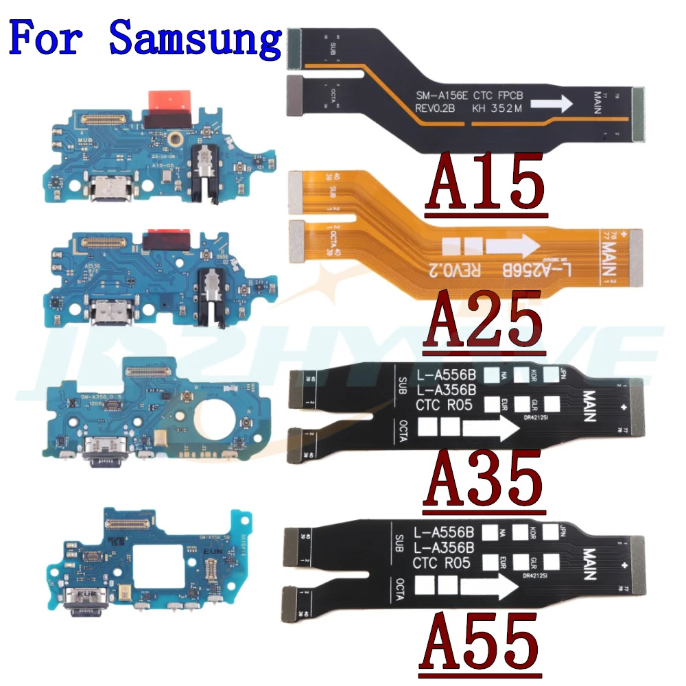 USB Fast Charging Charger Board For Samsung Galaxy A15 A25 A35 A55 5G A155 A156 A256B A356B A556B Main Motherboard Flex Cable