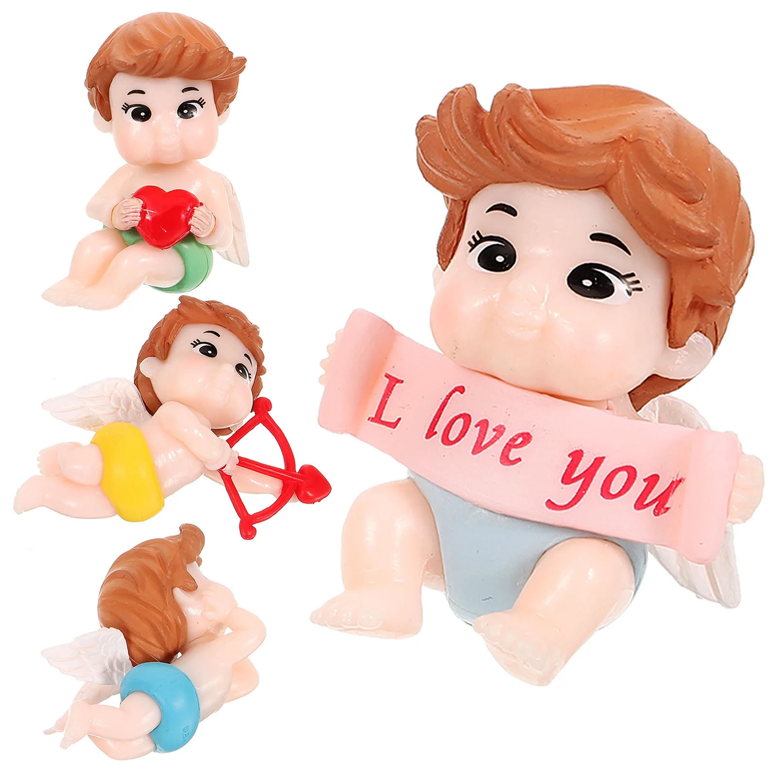 4 Pcs Cupid Couple Car Dashboard Decor Resin Ornament Simulation Angel Sculpture Tank Toy Accesories Figurines