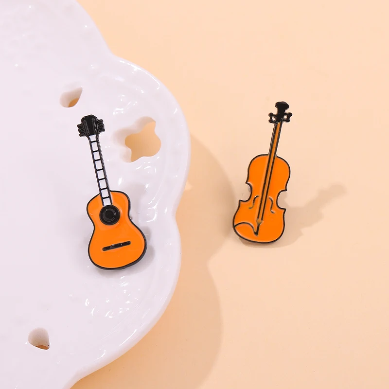 Musical Instruments Enamel Pin Guitar Violin Electric Guitar Brooches On Denim Clothes Lapel Pins Jewelry Gifts For Friends - view 3