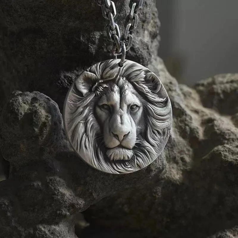 Mens Jewellery Vintage Three-dimensional Lion Head Pendant Necklace Men Punk Party Chain for Men Jewelry Gift collar hombre