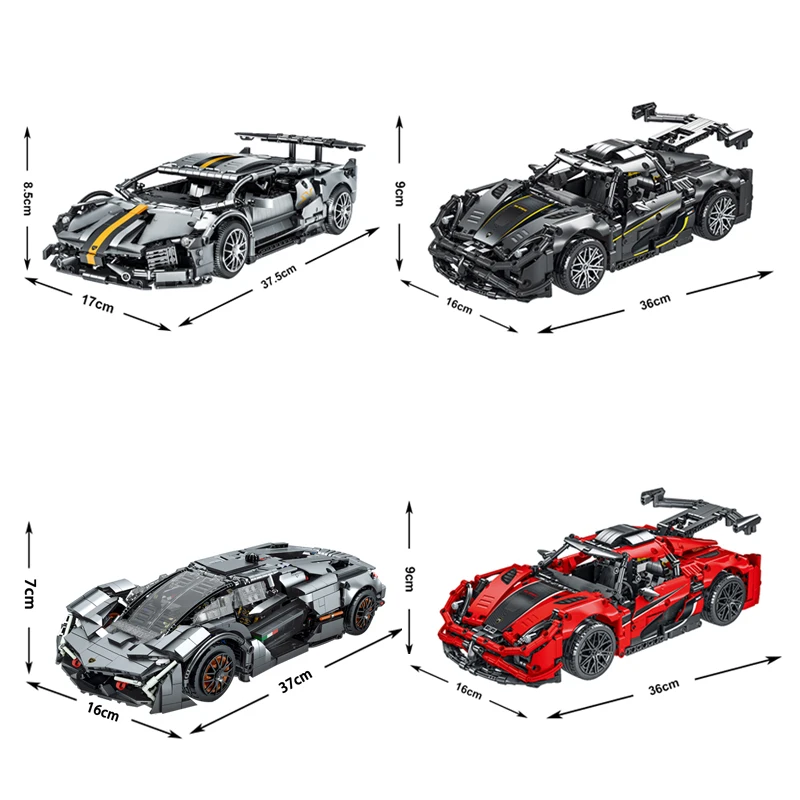 MORK 023015-1 1:14 Building Blocks Sports Car Adult Model Boys Educational Toy Christmas Gift