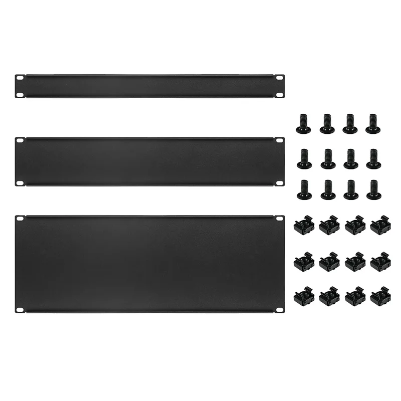 

3 Pcs 1U 2U 4U Blank Panel Metal Rack Mount, Filler Panel Mount Spacer Rack Panel Kit For Enclosure Server Rack Cabinet