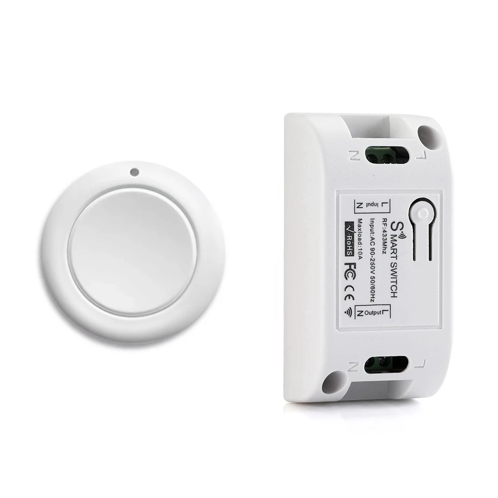 Smart Home Wireless Light Switch RF 433 MHz Remote Control AC 110V 220V Receiver Push Button Bedroom Ceiling Lamp Switch