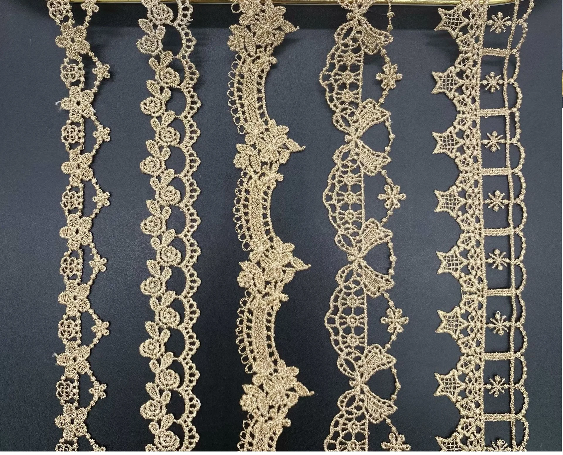 5 Yards Gold Thread Barcode Lace Stars Computer Embroidery DIY Bow Clothing Accessories Wholesale Gold Lace Trim Decoration