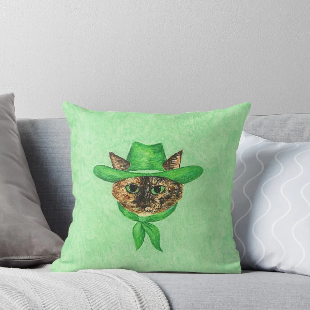 

Tilly the Cowgirl Tortie Cat Throw Pillow pillow cover luxury covers for pillows pillow