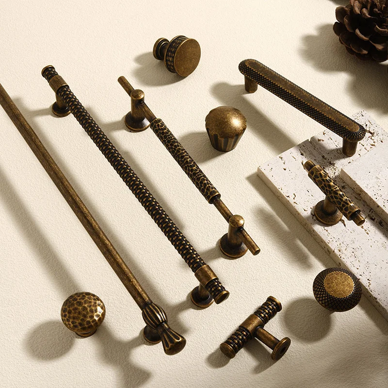 Antique Bronze Cabinet Handles American Cupboard Drawer Door Knob Handle Wardrobe Shoe Cabinet Retro Door Pull Handle Fittings
