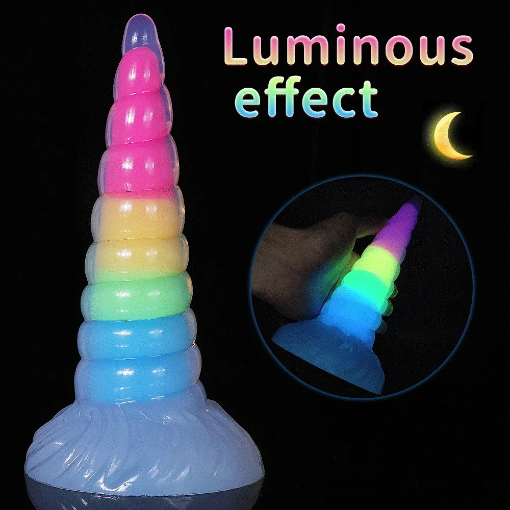 

Nightglow Unicorn Horn Anal Plug 5-Color Double-Layer Liquid Silicone Material Prostate Massage Masturbator Noctilucent Sex Toys