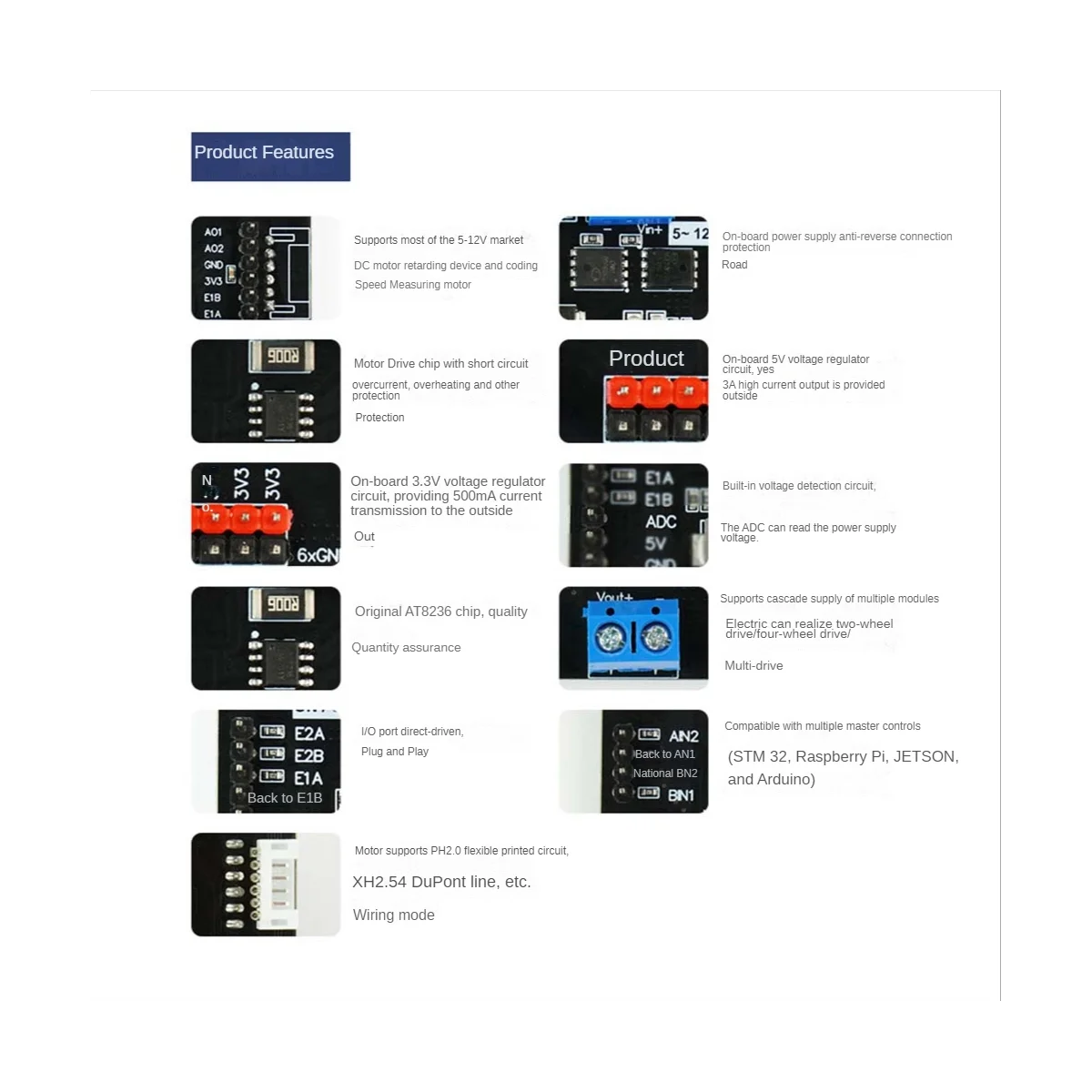 듀얼 채널 DC 모터 드라이브 모듈, 2 채널 로봇 자동차 전자 설계 경연 대회 전용 모듈, T8236