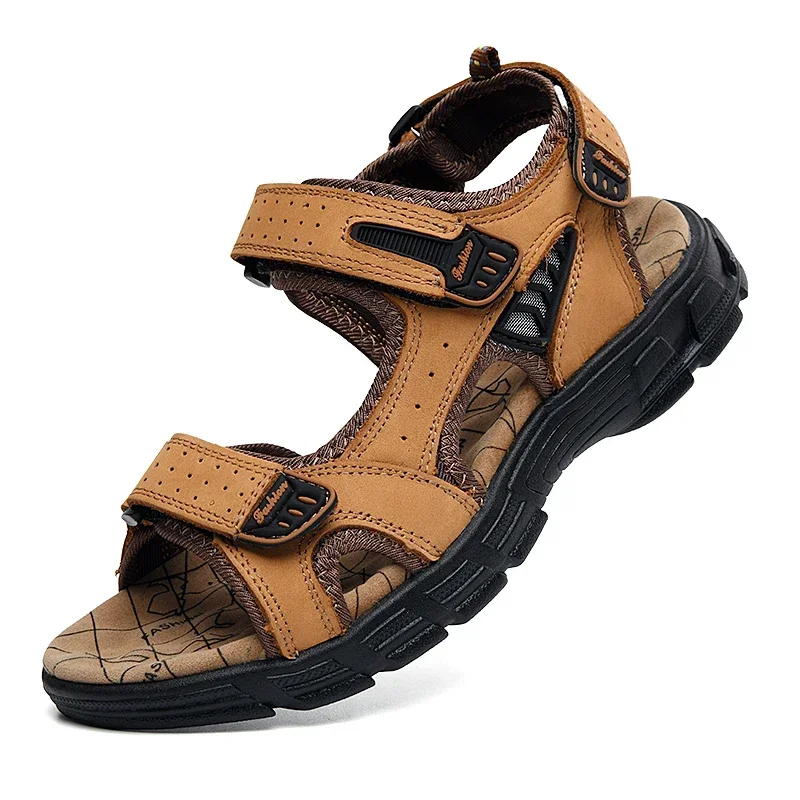 Genuine Leather Men's Sandals  Leisure Men Shoes High Quality Soft Casual Sandals for Men Beach Hiking Men's Shoes 2024