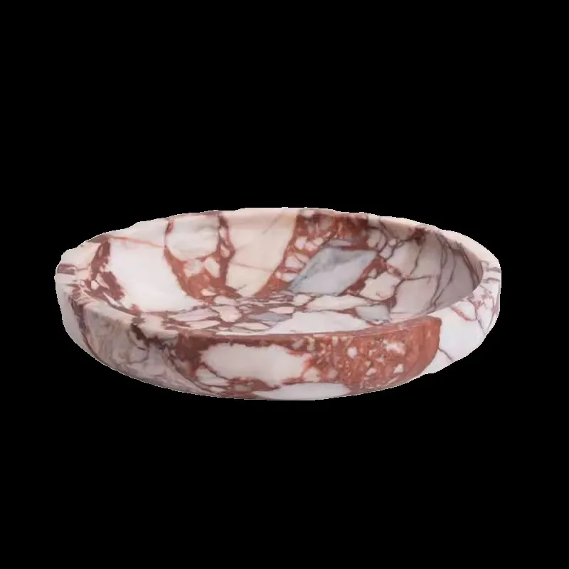 Designer natural marble fruit platters for living room, kitchen trays for villas and hotels, decorative plates for dining tables