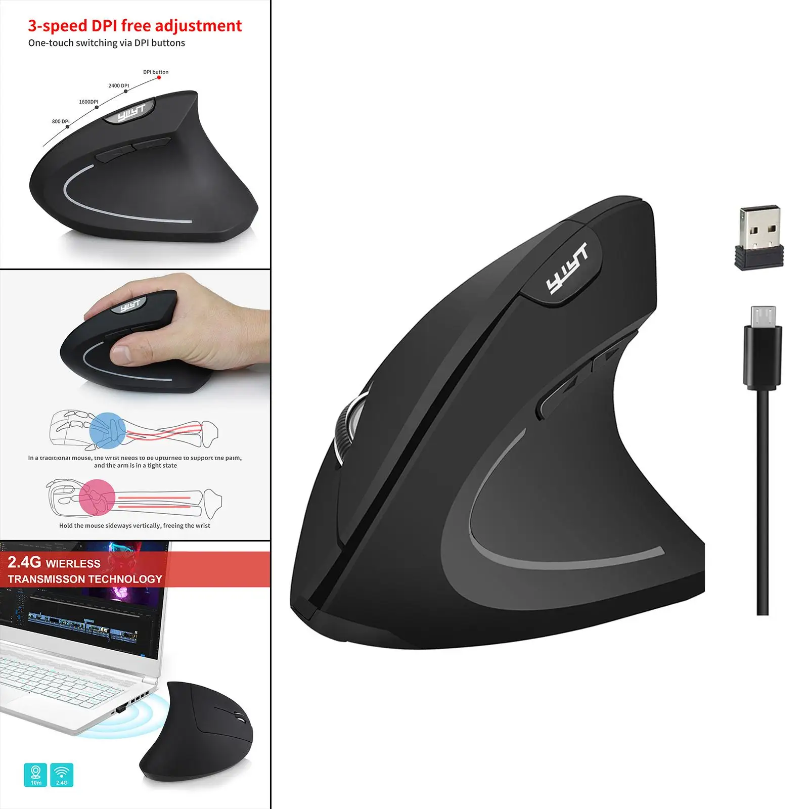 Rechargeable Optical Vertical Mouse Ergonomic Game Mouse for office and home PC