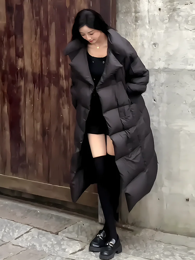 2024 invierno nuevo Faionable versátil Thiened Floing cuello grande blanco Du abajo Jaet mujer moda viaje Sle