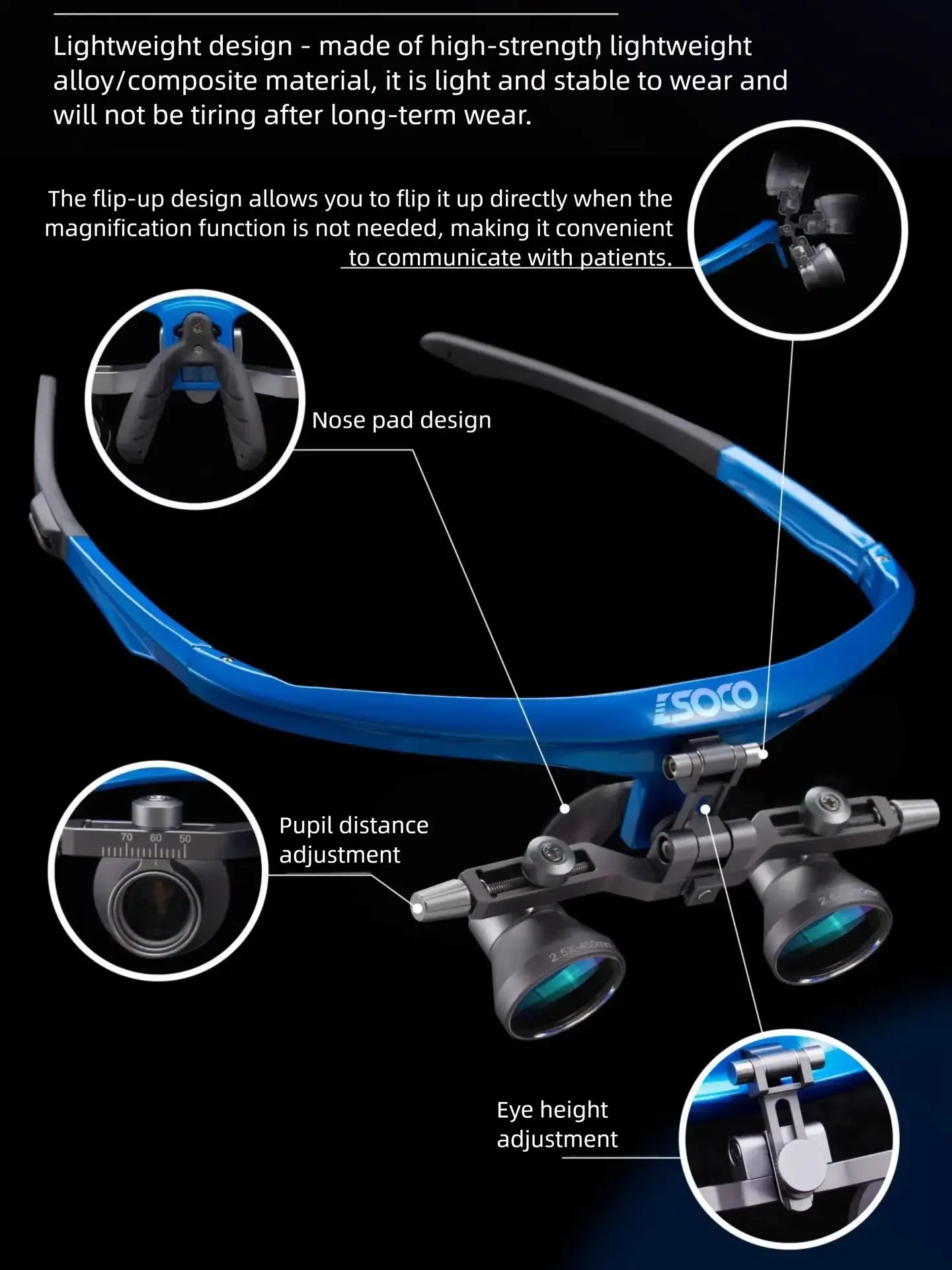 Precisionsight Dental Loupes Headlight Set Wearing Glasses Magnifying The Mirror Oral Glass Surgery Hd Led Equipment view 3