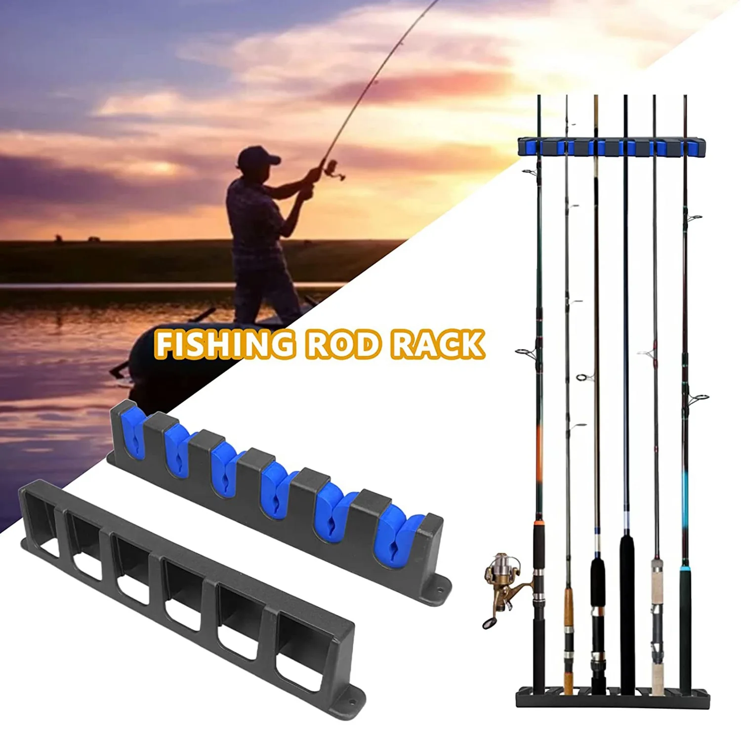 

Fishing Pole Holder Wall Mount for Garage Door,Fishing Rod Storage Rack for Boat,Vertical 6-Rod Organizer RacksJAS