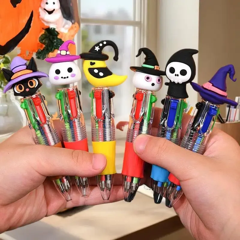 4 цвета в 1, шариковая ручка с героями мультфильмов на Хэллоуин — наборы из 5/10/15/20 — «Летучая мышь, тыква и призрак» — идеальный подарок студенту