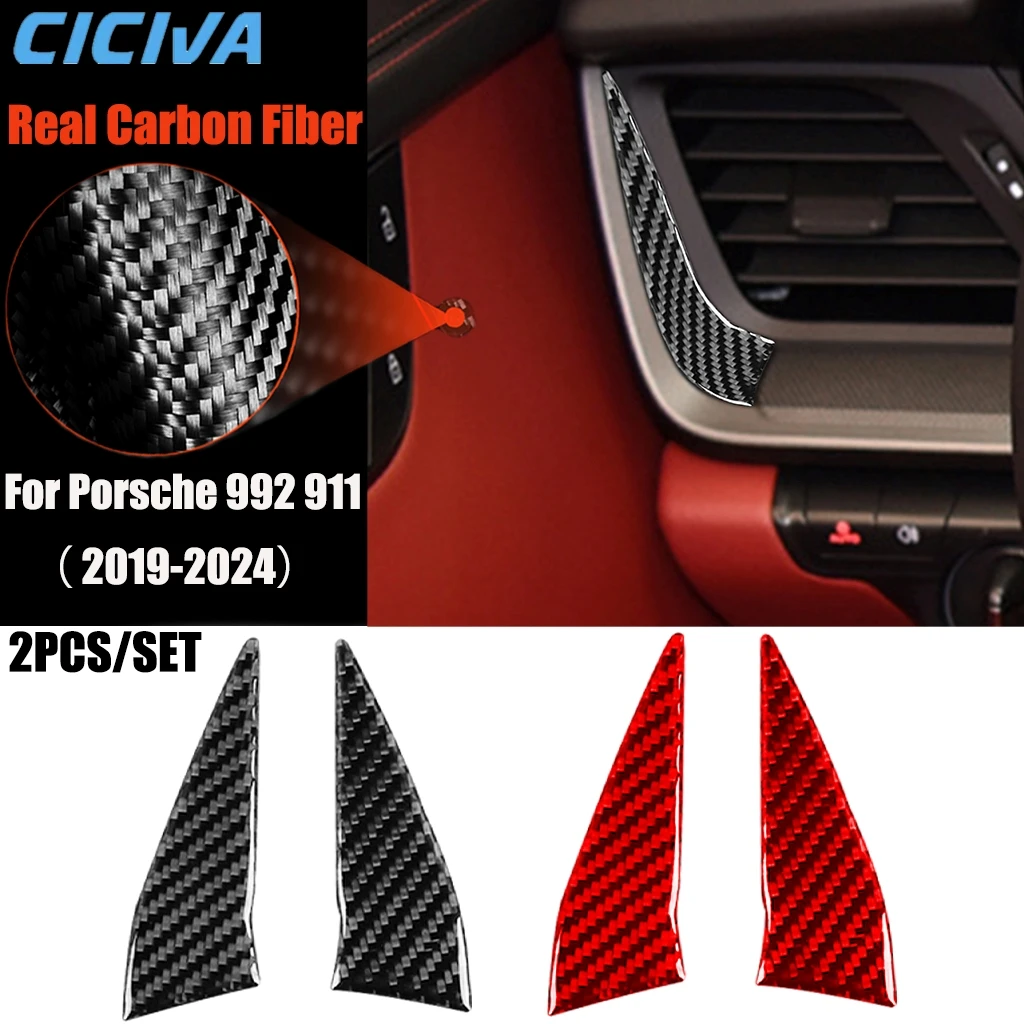 

Carbon Fiber Car Accessories Center Console Air Vent Modified Interior Trim Cover Soft Sticker For Porsche 911 992 2019-2024