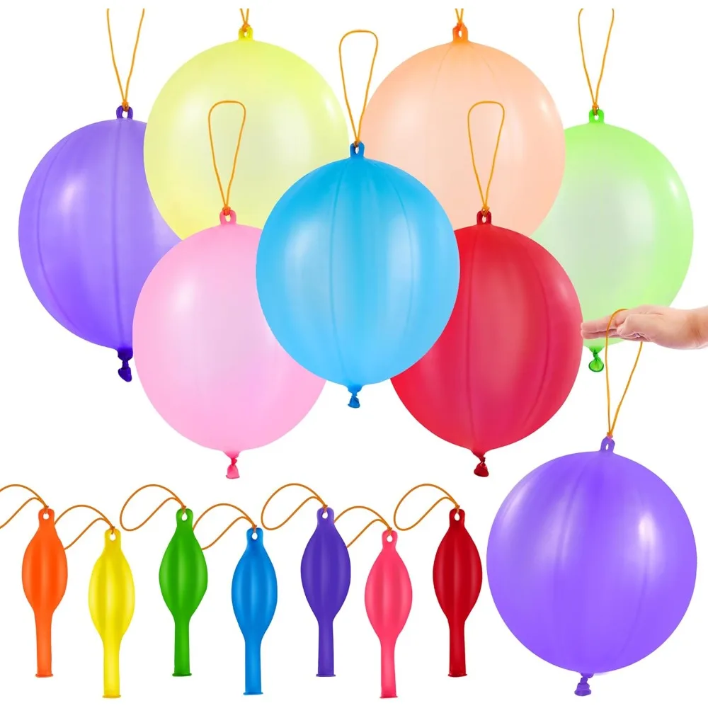 

12 Pcs Punch Balloons, Easter Egg Fillers, Heavy Duty Party Favors for Kids, Punching Balloons with Rubber Band Handle for