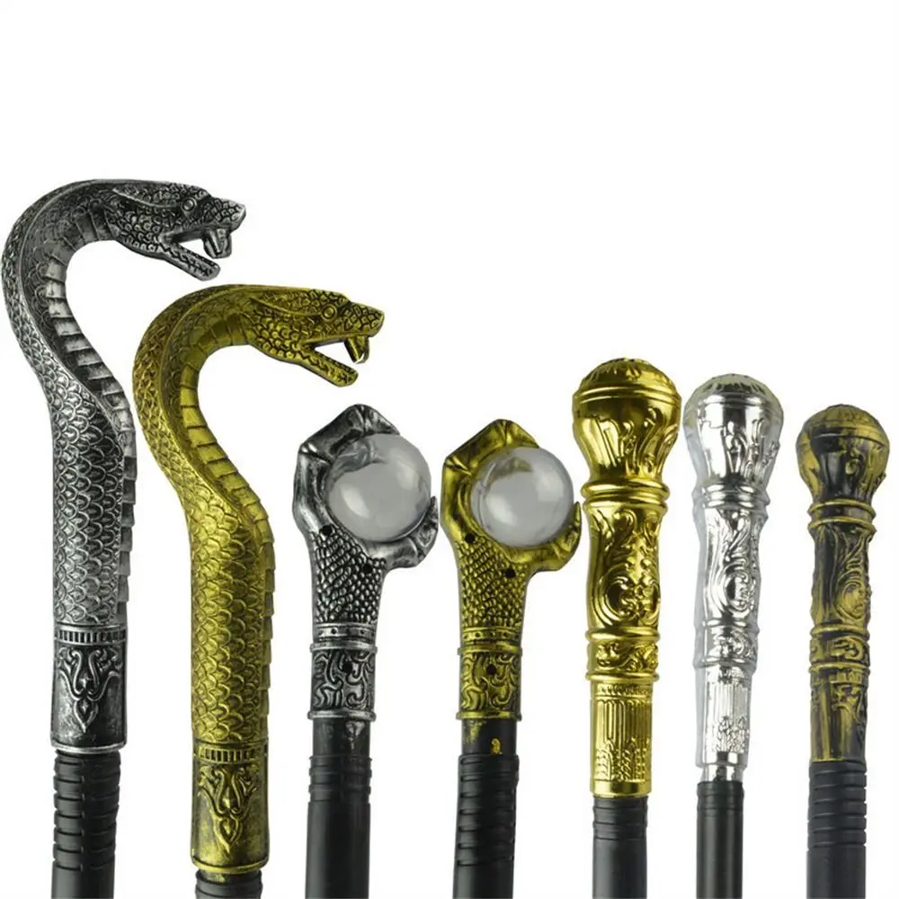 Round Handle Costumes Walking Cane Royal King Claw Ball Halloween Wand Snake Head King\'s Scepter Halloween Walking Stick