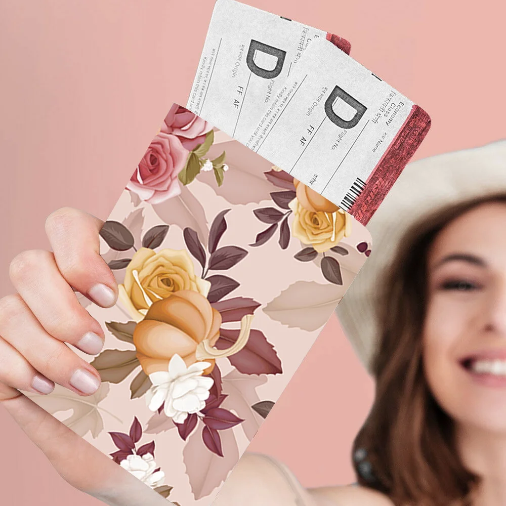 Funda para pasaporte de avión para hombre y mujer, protector de viaje para pasaporte de boda, regalo de boda de moda, patrón de imagen, billetes de