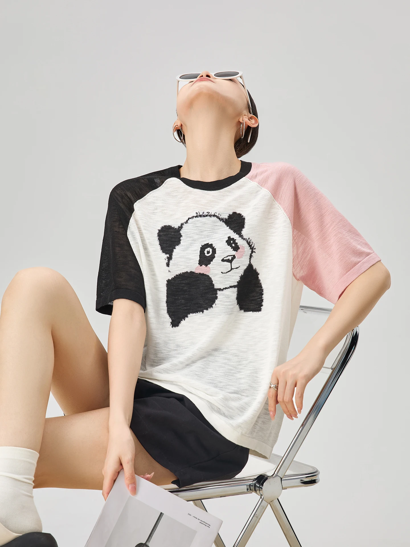 

Уникальная красивая женская футболка с принтом белой панды ort Sve, Новое поступление, корейский свободный крой, круглый топ Ne