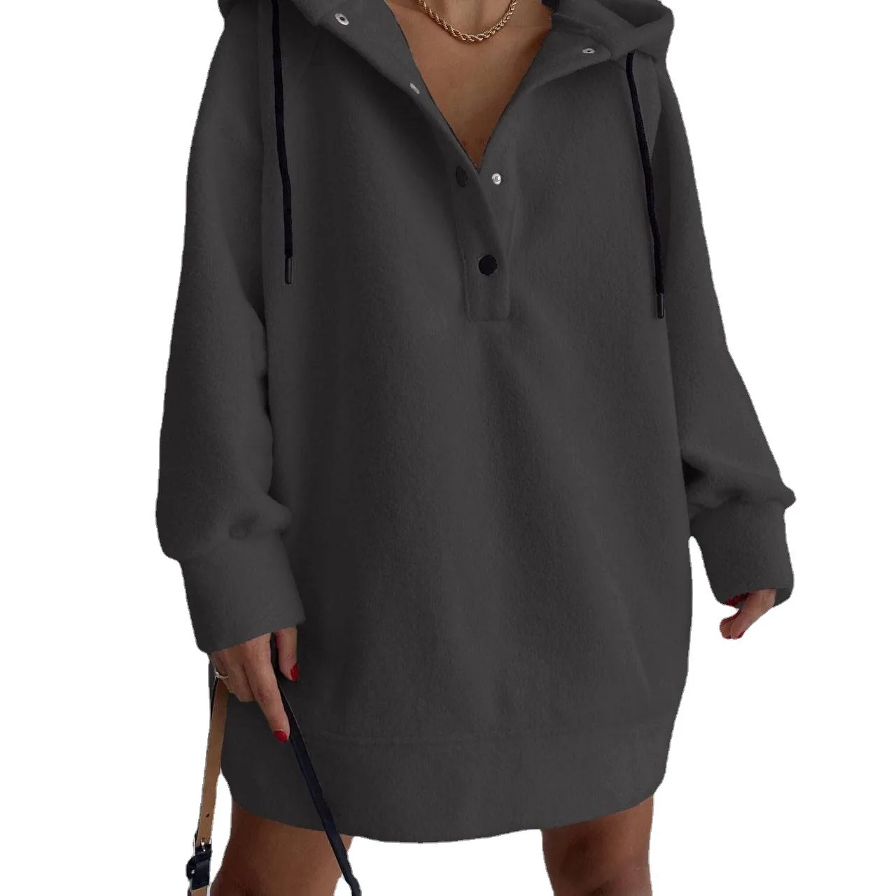 Women's Long Sleeve Loose Casual Hooded Polar Fleece Hooded Sweatshirt Top New In Hoodies & Sweatshirts Hooded Shirt