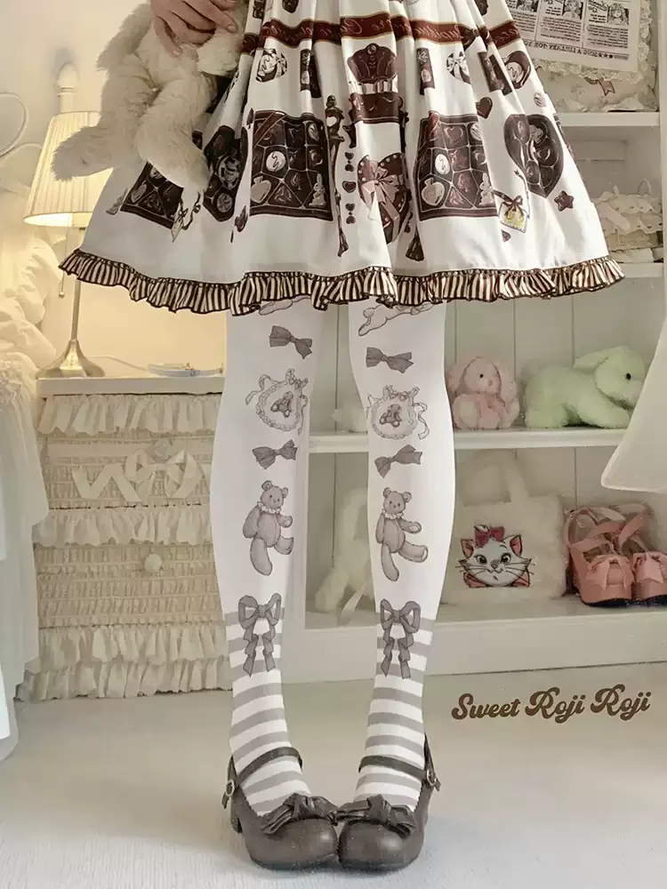 Hot New Japanese Joint Doll Lolita Socks Women\'s Summer and Autumn Beauty Sweet Velvet Printed Pantyhose Bow Kawaii Socks