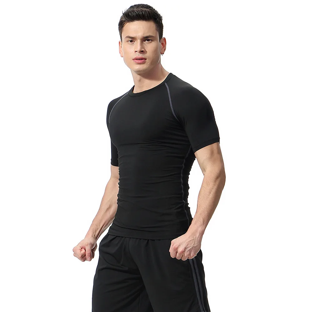 Bodybuilding Heren Gym T-Shirt Met Korte Mouwen Compressie Zomerdoek Hardloopsport Jogging Training Sportkleding Tops Tee Fitness