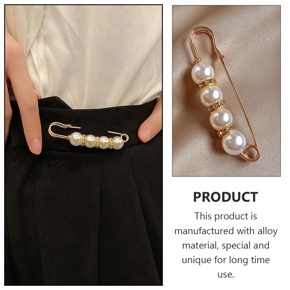 11 Pcs Anti-blowing Pin Functional Brooch Skirt Adjust Vintage Decorative Imitation Pearls Pants Safety Delicate