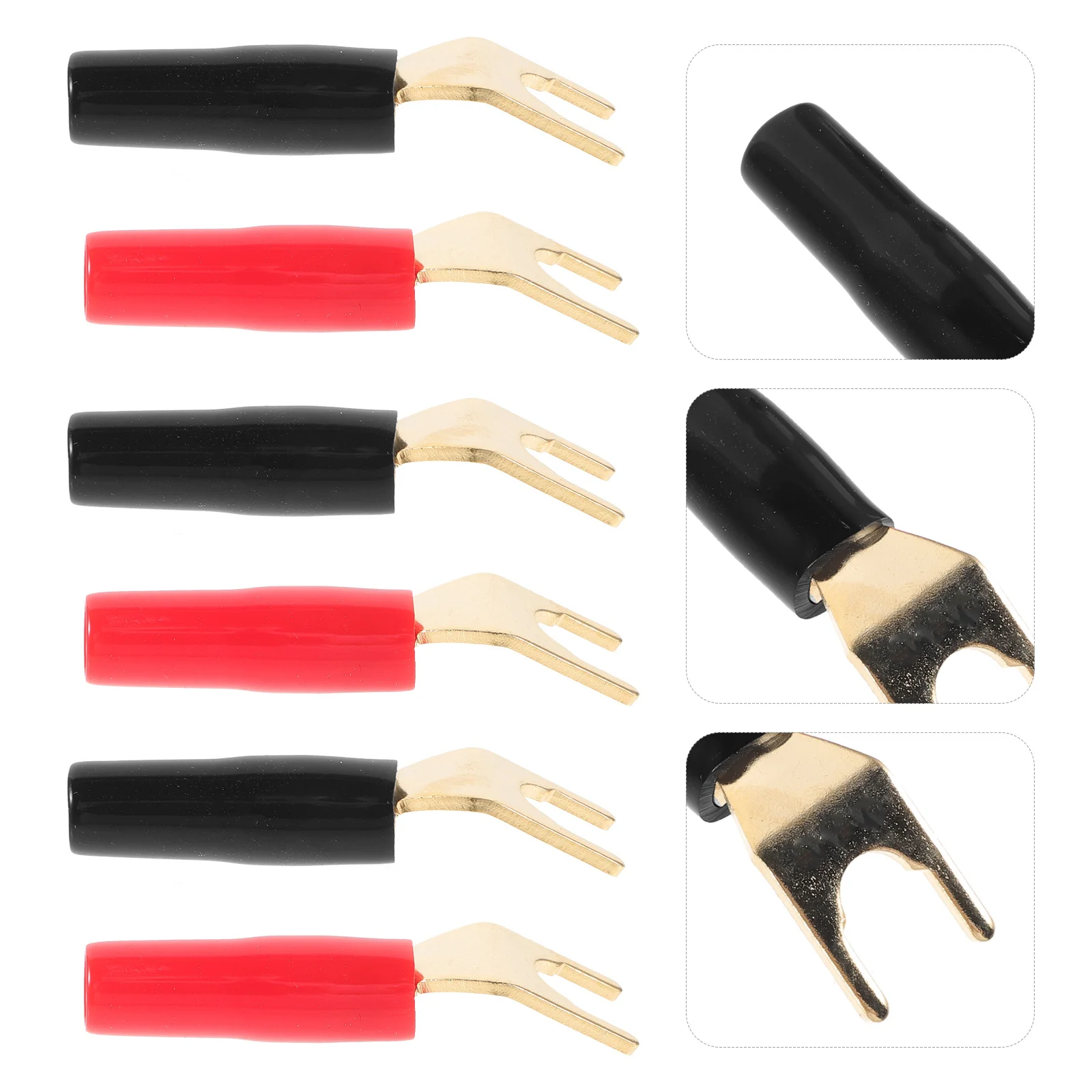 

6Pcs -Shaped Plug Gold Plated Banana Connector for Audio Cable Adapter High Performance Screw Fork Terminal Reliable