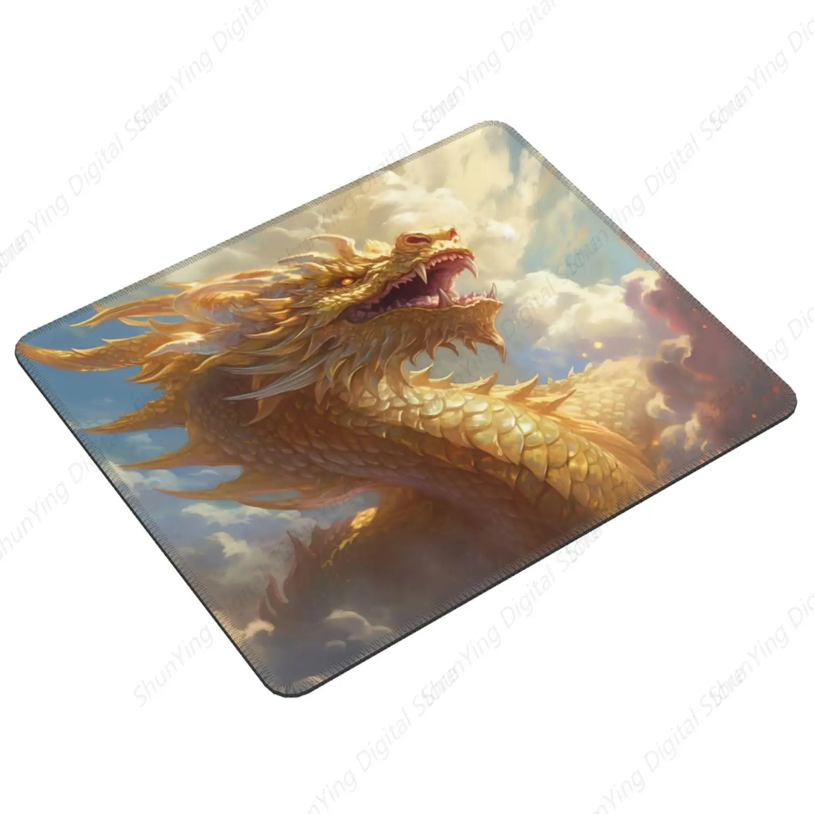 Golden Sky Dragon Lock Edge Mouse Pad Anti Slip Rubber Suitable For Office Mouse Pads For Men's And Women's Laptops 18*22cm