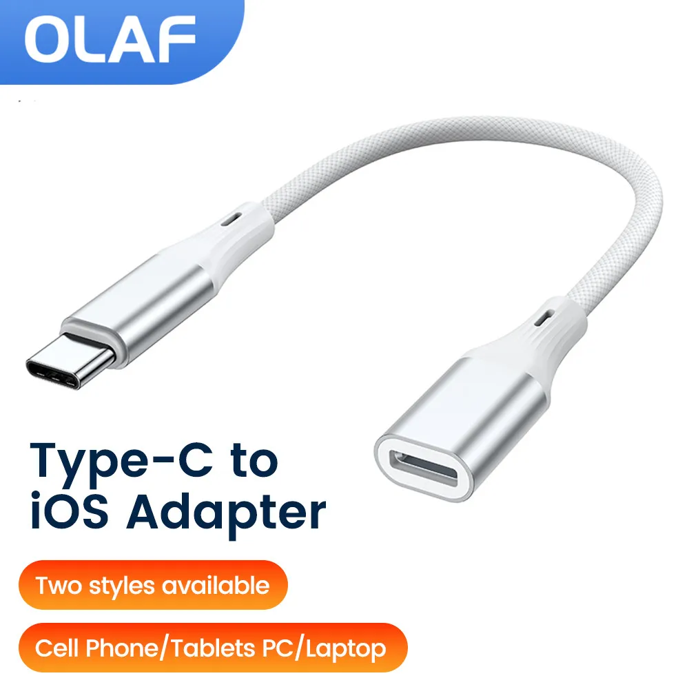 60W Type C To Lightning Adapter Lightning ios Male To Type C Female Fast Charging Data Cable for iPhone 15 iPad Macbook