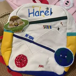 Custom Kindergarten Canvas Backpack, bonito Planet Lightweight Schoolbag, saco infantil, bebê meninas e meninos presentes de aniversário