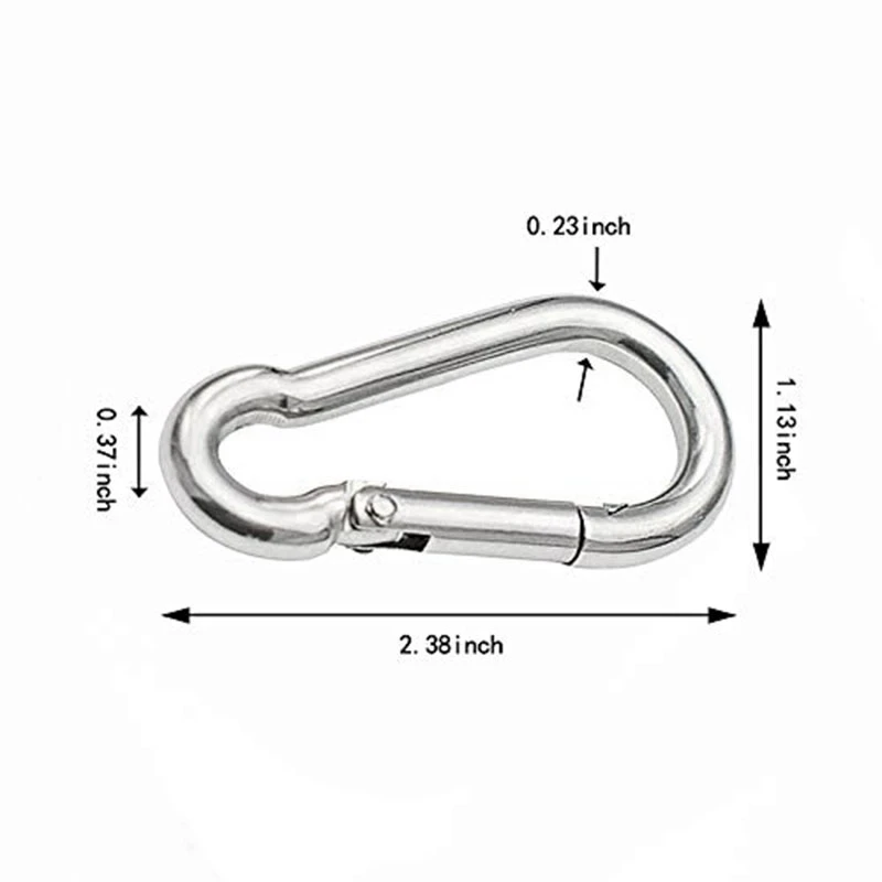 4Pcs M6 Spring Snap Hooks Heavy Duty Stainless Steel 304 Swing Set Accessories Fit For Gym,Camping,Traveling