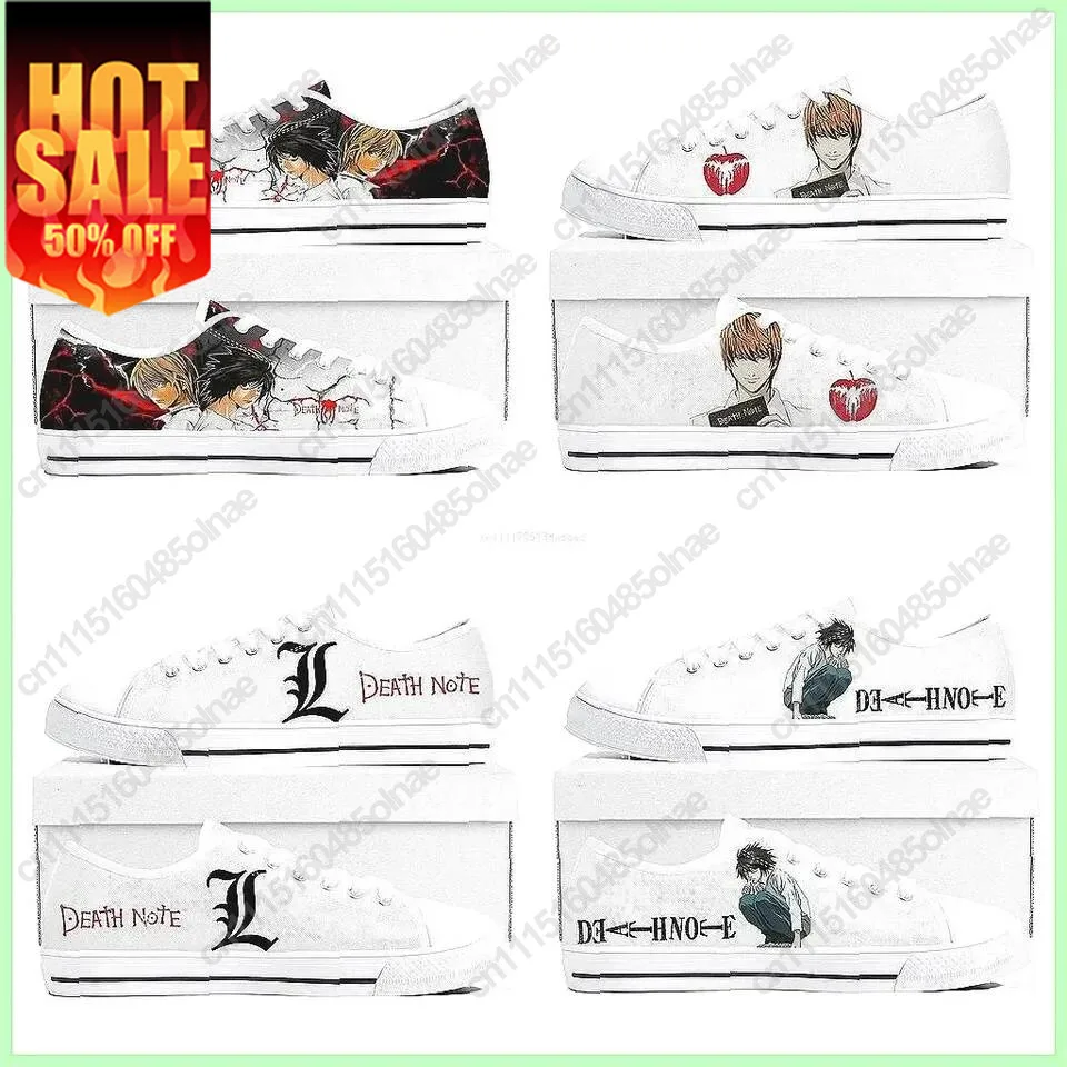 Custom Anime Death Note L Lawliet Canvas Sneakers, Unisex Low Top Couple Shoes