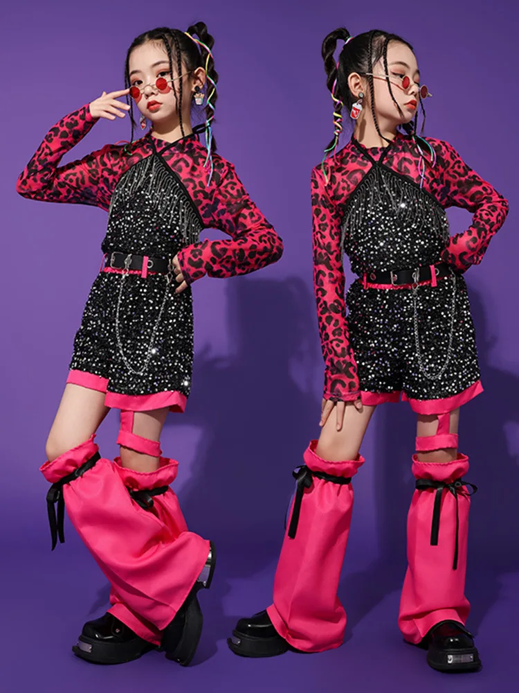 

Girls K-pop Jazz Street Dance Costume Kids Stage Performance Modeling Runway Clothes Tide Shiny Cool Clothes for Children