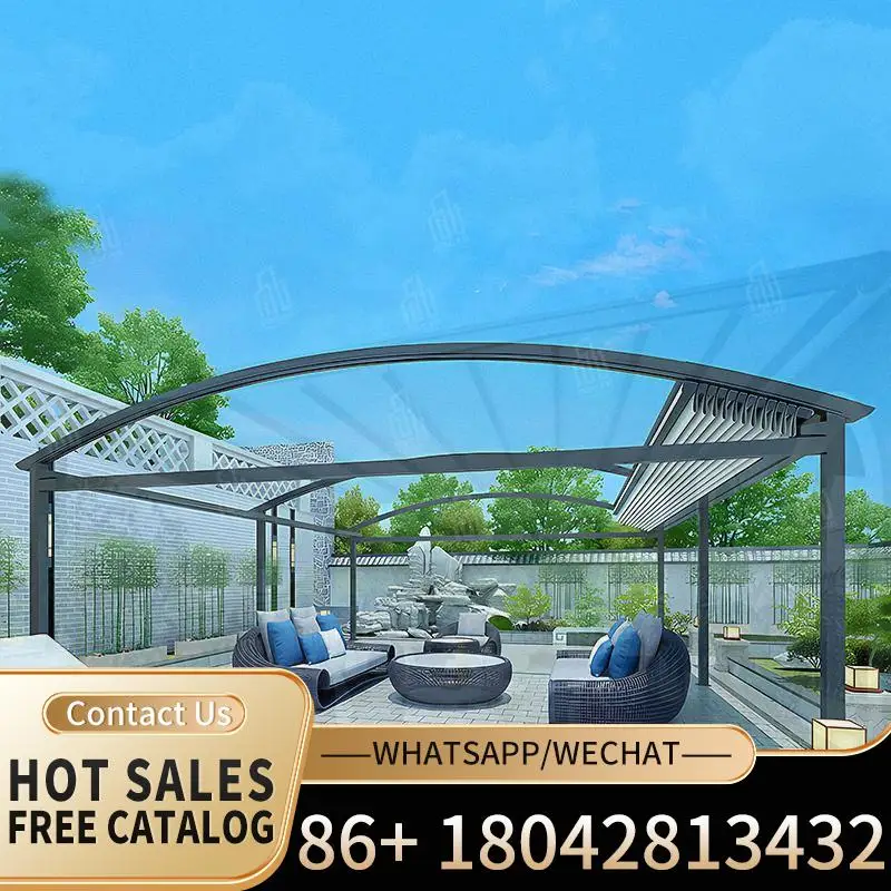 Electric Motorized Retractable Waterproof Outdoor Garden Awning Bioclimatic Pergola for US and EU Use Retractable Canopy Pergola
