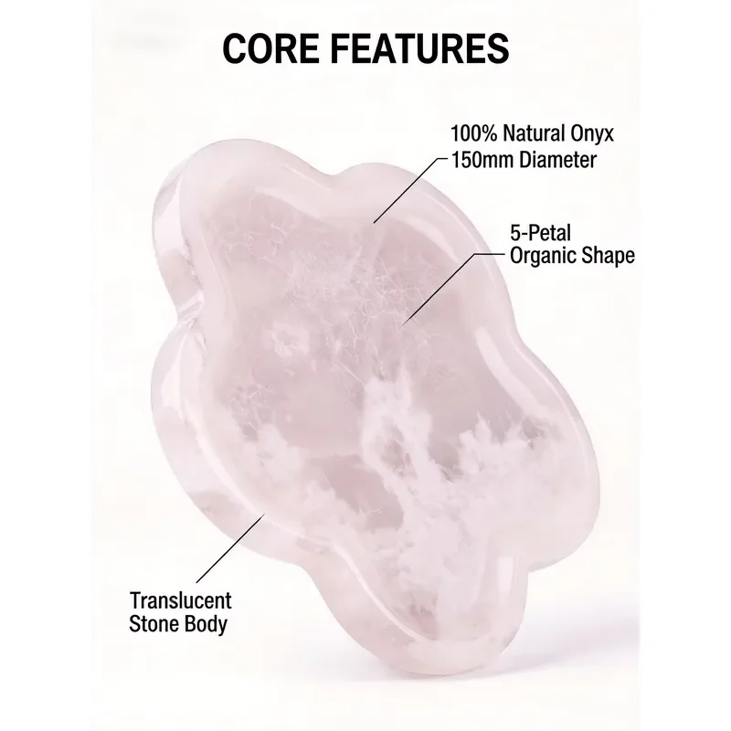 Premium Natural Pink Agate Flower Catchall Tray/Wabi Sabi Jewelry Storage Tray for Dresser Dresser Decor/Non-Resin 150mm