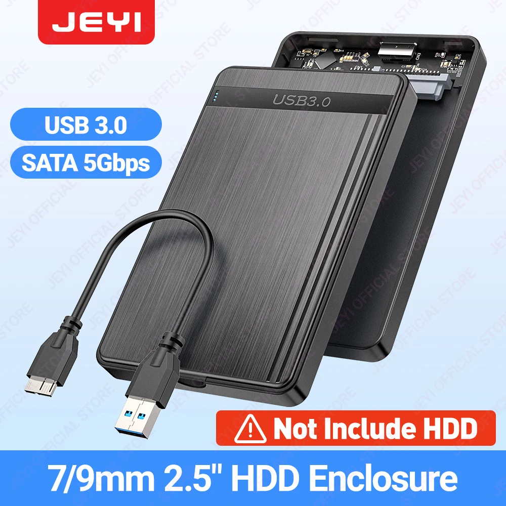 

JEYI 2.5" SATA Enclosure, Tool-Free UASP HDD Adapter 5Gbps USB 3.0 High-Speed External Hard Disk Drive Case for SSD/HDD Storage.