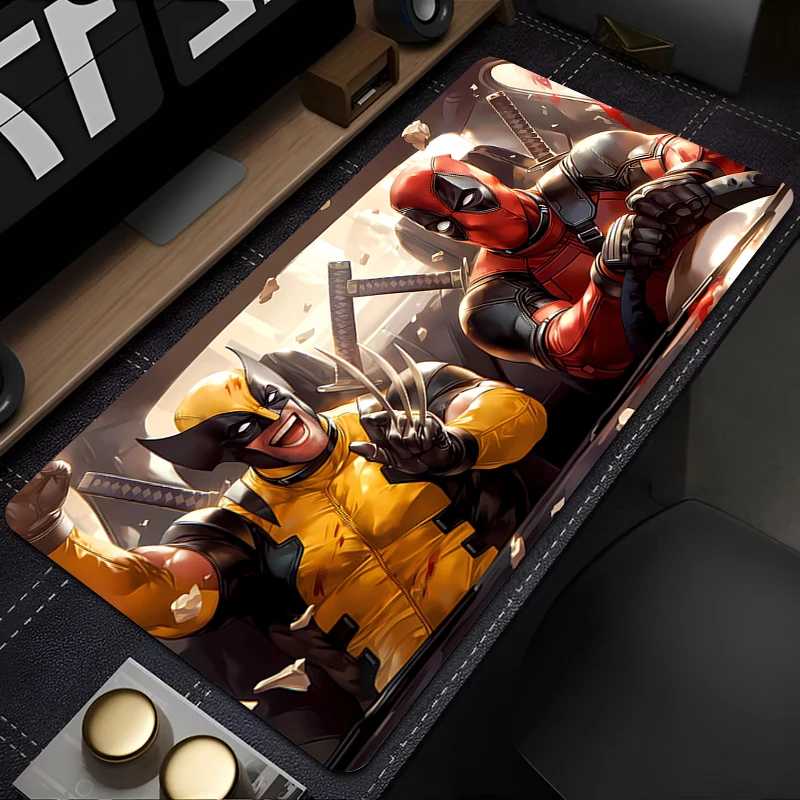 Mouse pad desk pad non-slip keyboard pad computer desk pad and coaster for gamers PC carpet W-Wolverine & D-Deadpool Mousepad